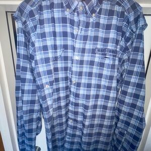 Vineyard Vines Navy and Light Blue Plaid Shirt